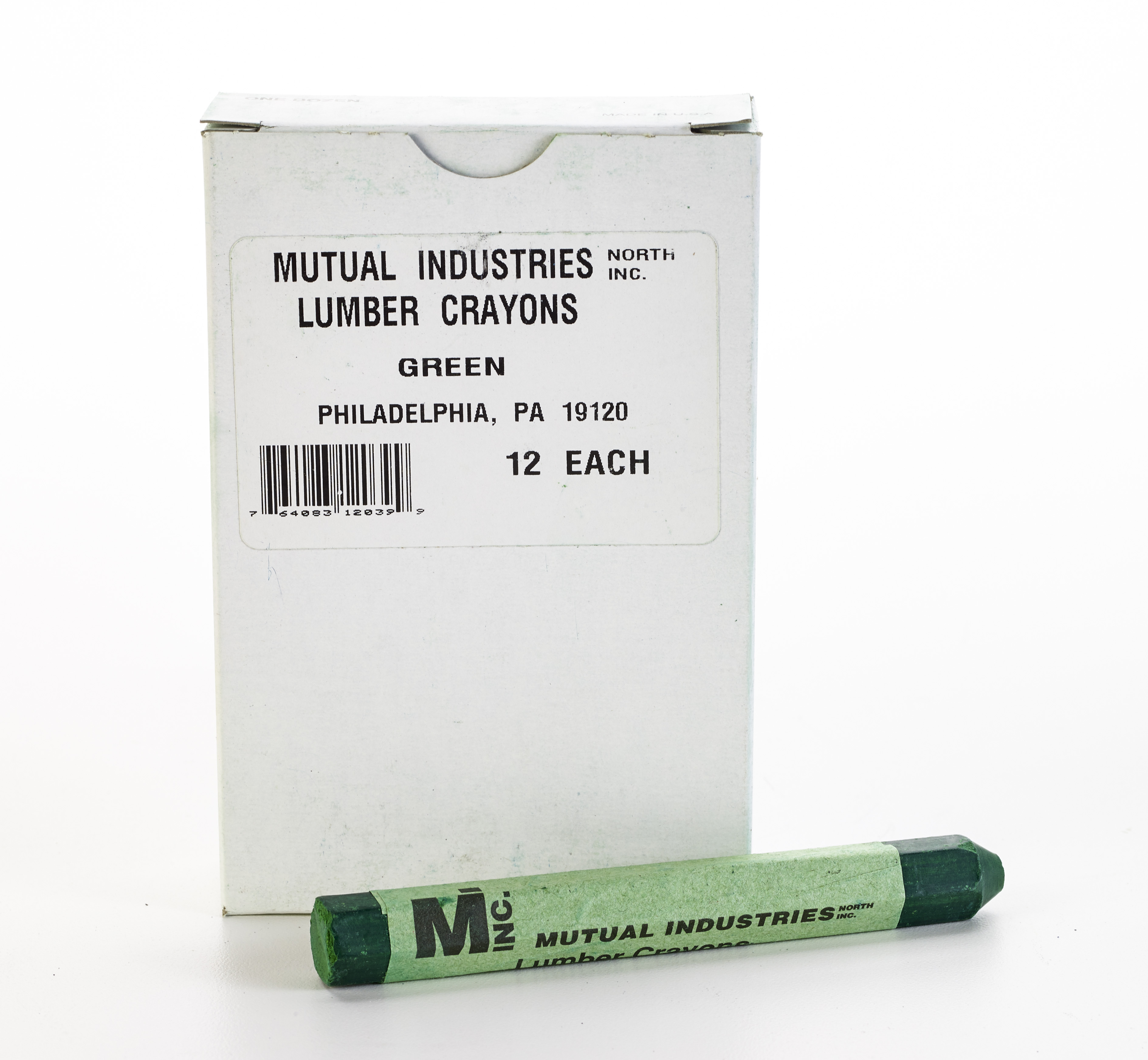 Lumber Marking Crayons, Water Resistant, 4 1/2" x 1/2", Green (Pack of 12)