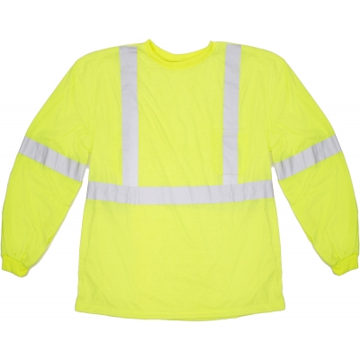 16381-0, ANSI Class 3 Long Sleeve Lime Tee Shirt, Flagging Direct 16381-0, ANSI Class 3 Long Sleeve Lime Tee Shirt, Flagging Direct