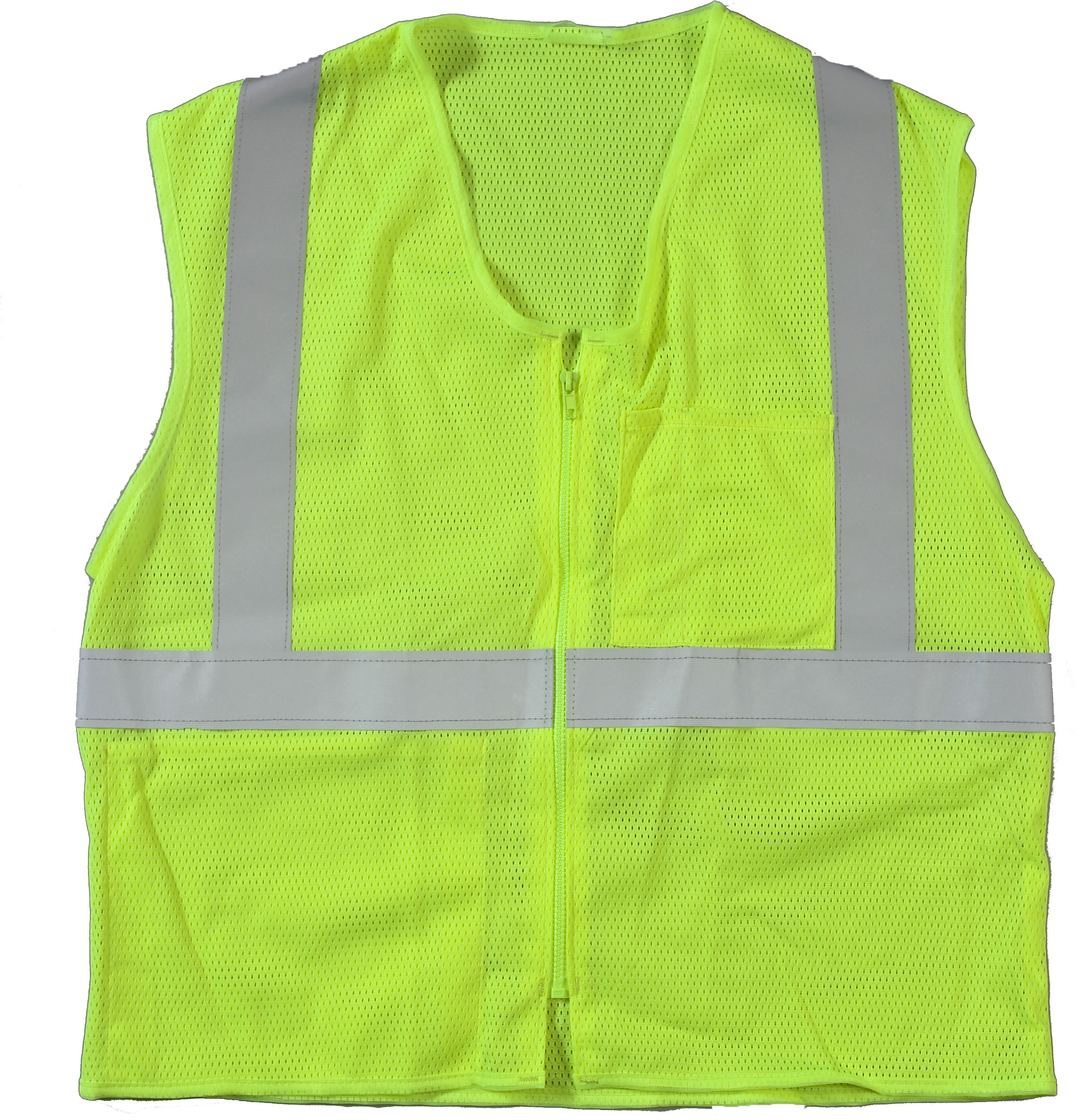 High Visibility ANSI Class 2 Mesh Safety Vest with Zipper Closure and