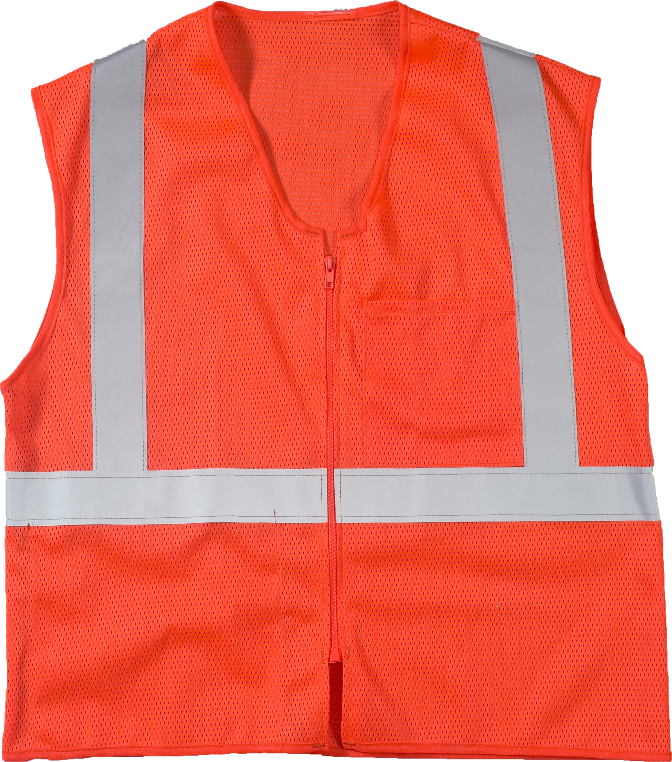 High Visibility ANSI Class 2 Mesh Safety Vest with Zipper Closure and
