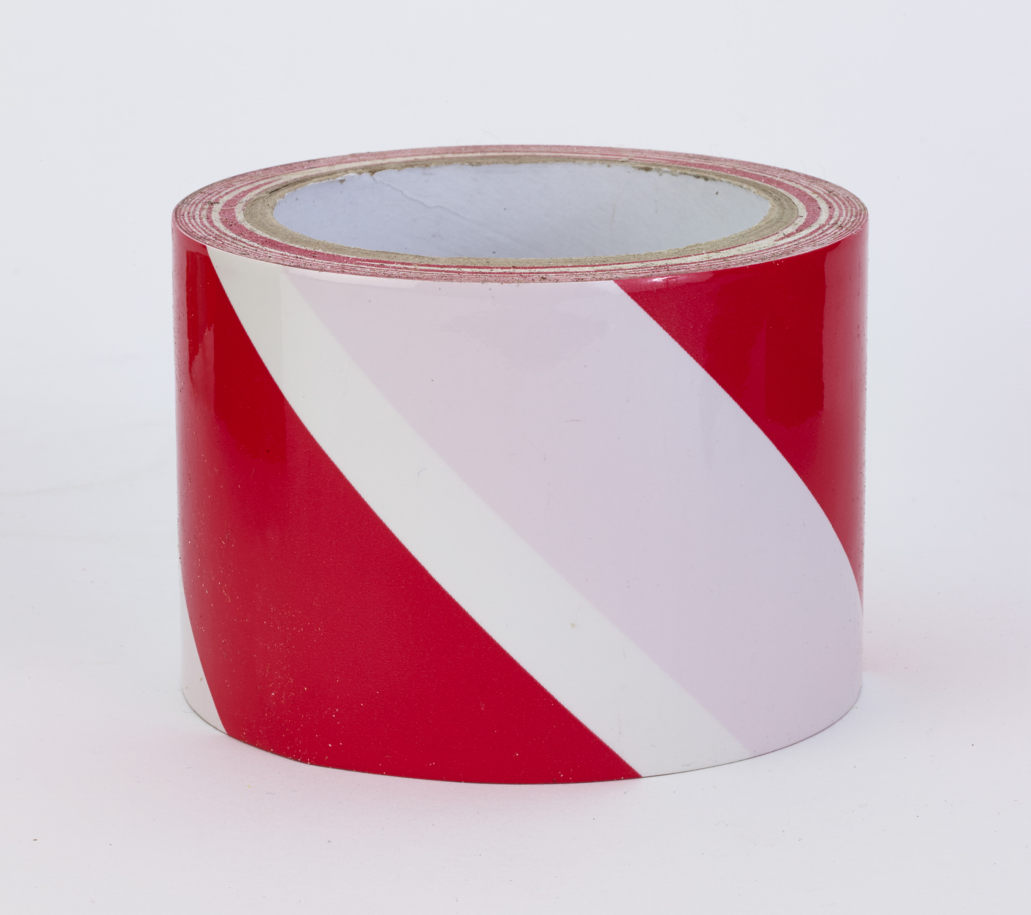 PVC Vinyl Hazard Stripe Tape, 7 mil, 3" x 18 yd., White/Red Stripe