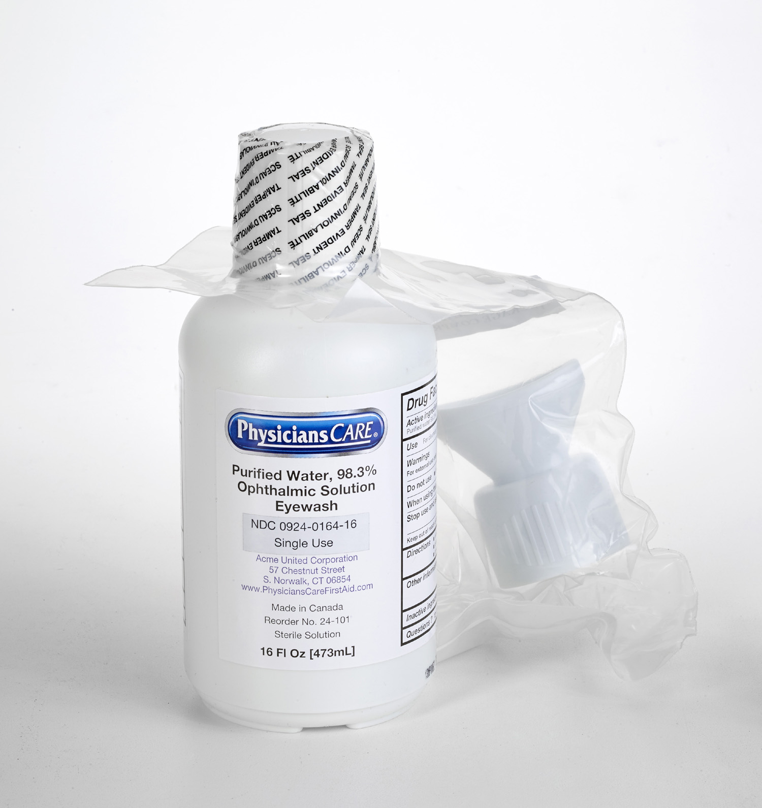 Single Bottle Eye Wash Wall Station Refill, 16 oz.