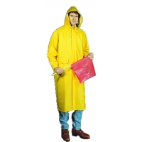 14506-0-4, PVC/Polyester Raincoat with Detachable Hood, 0.35 mm, X-Large, Mega Safety Mart