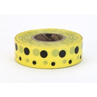 16002-34191-1875, Flagging Tape Ultra Standard, 1-3/16 x 100 YDS, Yellow and Black Dot (Pack of 12), Mega Safety Mart