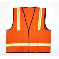 16309-138-4, High Visibility Polyester Surveyor Safety Vest with Pockets, X-Large, Orange, Mega Safety Mart