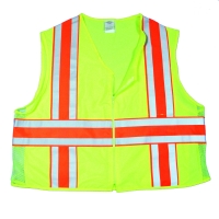 High Visibility ANSI Class 2 Deluxe Dot Vest with Vertical and Horizontal Silver/Orange/Silver Reflective Stripes, 4X-Large, Lime