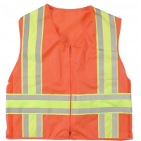 16334-45-3, High Visibility ANSI Class 2 Solid Deluxe DOT Safety Vest With Pockets, Large, Orange, Mega Safety Mart