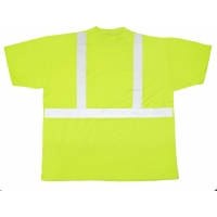16355-0-3, High Visibility Polyester ANSI Class 2 Safety Tee Shirt with 2 Reflective Silver Stripes, Large, Lime, Mega Safety Mart