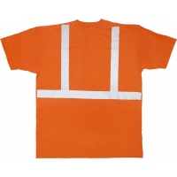 16357-0-4, High Visibility Polyester ANSI Class 2 Safety Tee Shirt with 2 Reflective Silver Stripes, X-Large, Orange, Mega Safety Mart
