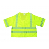 High Visibility Polyester ANSI Class 3 Mesh Safety Vest with 2' Silver Reflective Stripes, Large, Lime