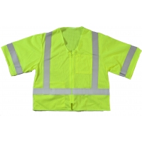High Visibility ANSI Class 3 Mesh Safety Vest with Zipper Closure and Pockets, 2X-Large/3X-Large, Lime