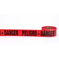 3Mil Barricade Tape, 'Peligro Danger', 3' x 1000', Red (Pack of 10)