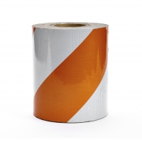 Super Engineering Grade Reflective Barricade Adhesive Tape, 50 yds Length x 10' Width, Orange/White