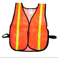 M16300-138-1000, High Visibility Soft Poly Mesh Safety Vest with 1 Lime/Yellow Reflective Stripe, Orange, Mega Safety Mart