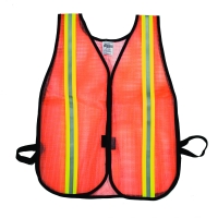 High Visibility Vinyl Coated Nylon Mesh Heavy Weight Safety Vest with 1-1/2' Lime/Silver/Lime Reflective Stripe, Orange