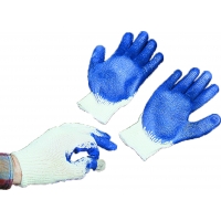 Sure Grip Gloves, String Knit with Latex Coated Palm and Fingers, 10 Gauge, X-Large, White/Blue (Pack of 12)