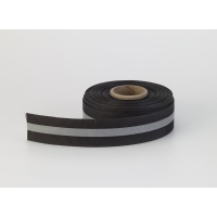 M5070-005-BK, Reflective ribbon, .875 in Wide, .25 in reflective stripe, 5 yds, Black, Mega Safety Mart