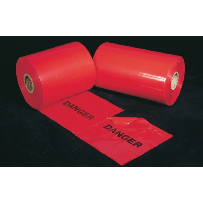 14667, Polyethylene Tear Off Plain Traffic Warning Flag, 1500 ft. Length x 12 in. Width x 4 mil Thick, Red, Mutual Industries