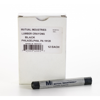 16100-91, Lumber Marking Crayons, Water Resistant, 4 1/2 x 1/2, Black (Pack of 12), Mutual Industries
