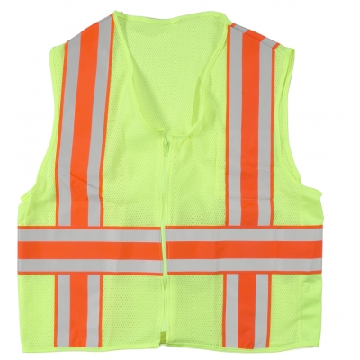 16343-0-6, High Visibility Polyester ANSI Class 2 Deluxe Dot Mesh Safety Vest with Pockets, 3X-Large, Lime, Mega Safety Mart
