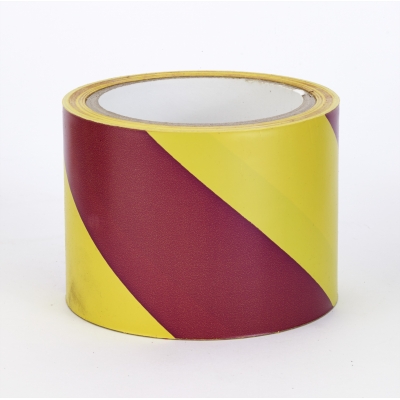 Polypropylene Laminated Super Tuff Hazard Stripe Tape, 3 x 18 yd.,  Yellow/Magenta Stripe (Pack of 4)