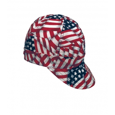 M00336-00000-7375, Kromer USA Flag Style Welder Cap, Cotton, Length 5, Width 6, Mutual Industries