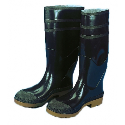 M14502-1-8, 16 in. PVC Work Boot Over The Sock, Black Plain Toe, Size 8, Mutual Industries