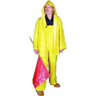 M14505-0-3, PVC/Polyester 3 Piece Rainsuit, 0.35 mm, Large, Mutual Industries