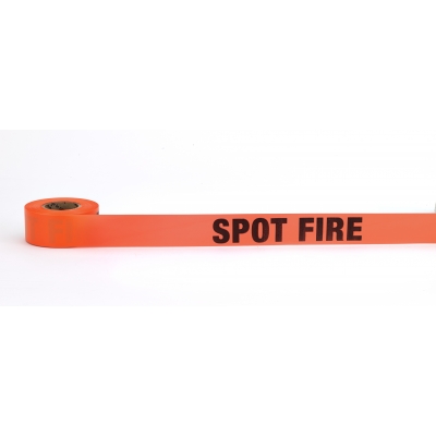 M16003-375-150, Flagging Tape Printed Spot Fire, 1-1/2 x 50 YDS, Glow Orange (Pack of 9), Mutual Industries