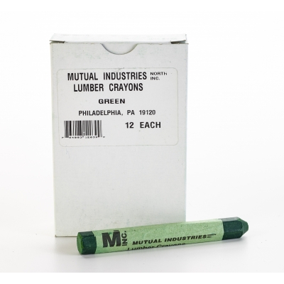 M16100-39, Lumber Marking Crayons, Water Resistant, 4 1/2 x 1/2, Green (Pack of 12), Mutual Industries