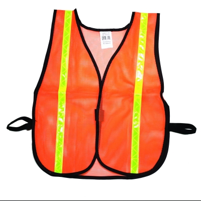 M16300-138-1000, High Visibility Soft Poly Mesh Safety Vest with 1 Lime/Yellow Reflective Stripe, Orange, Mutual Industries