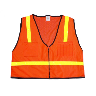 M16302-138-6, High Visibility Polyester Mesh Back ANSI Class 1 Surveyor Safety Vest with Pockets, 3X-Large, Orange, Mutual Industries