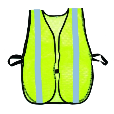 M16304-53-1000, High Visibility Soft Mesh Safety Vest with 1 Vertical Silver Reflective Stripe, Lime, Mutual Industries