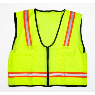 M16310-4553-3, MiViz High Visibility Mesh Back Surveyor Vest With Pocket, Lime, Large, Mutual Industries
