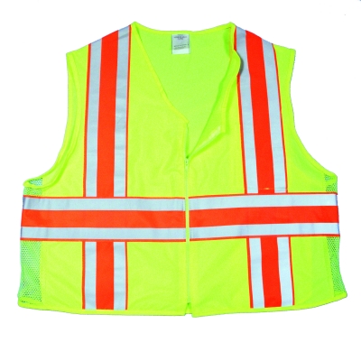 M16334-0-5, High Visibility Polyester ANSI Class 2 Deluxe DOT Safety Vest Vest with Pockets, 2X-Large, Lime, Mutual Industries