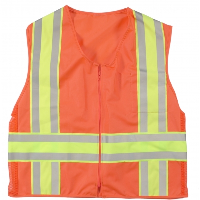 M16334-45-6, High Visibility ANSI Class 2 Solid Deluxe DOT Safety Vest With Pockets, XXX-Large, Orange, Mutual Industries