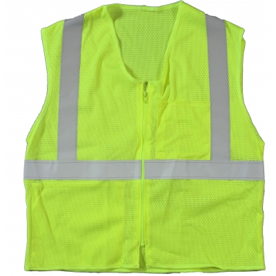 M17005-139-5, High Visibility ANSI Class 2 Mesh Safety Vest with Zipper Closure and Pockets, 2X-Large/3X-Large, Lime, Mutual Industries