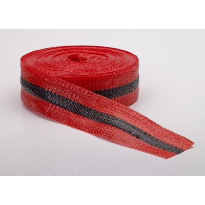 M17780-79091-2000, Woven Barricade Tape, 50 yds Length X 2 Width, Black on Red, Mutual Industries