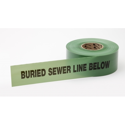M17783-39-3000, Polyethylene Non Detectable Underground Sewer Line Marking Tape, 4.5 mil Thickness, 1000' Length x 3 Width, Green, Mutual Industries