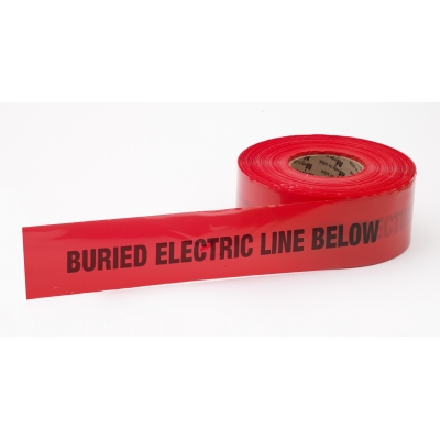 M17783-79-3000, Polyethylene Non Detectable Underground Electric Line Marking Tape, 4.5 mil Thickness, 1000' Length x 3 Width, Red, Mutual Industries