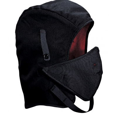 M24250, WL4-250V High quality Hard Hat Winter Liner Twill Long Nape with Mouthpiece, Black, Mutual Industries